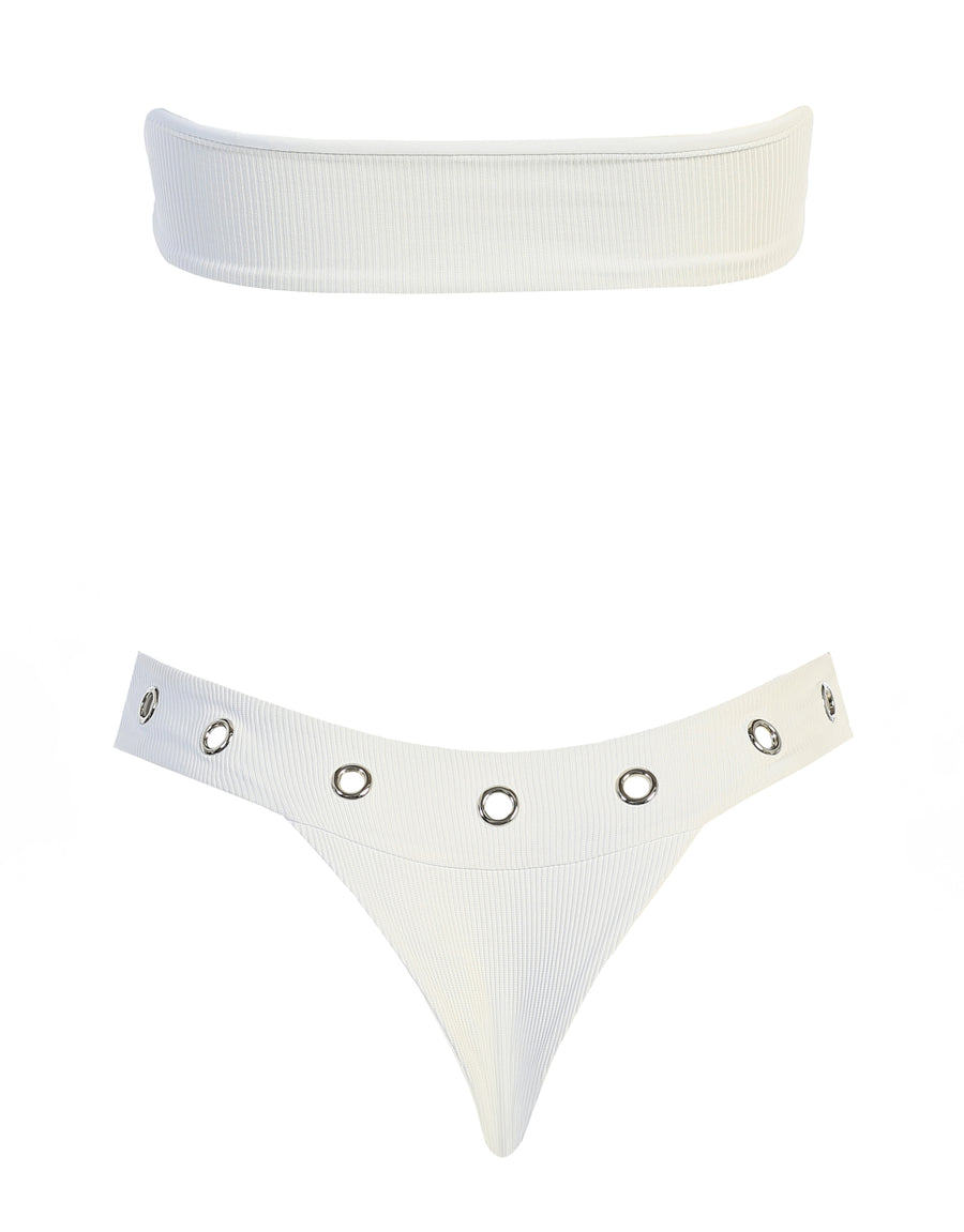 Riley Bottoms (White Ribbed)